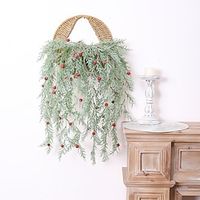 2pcs Indoor Decoration With Green Plants And Flowers Artificial Pine And Cypress Berries Hanging On Vines And Home Restaurant And Commercial Center Hanging Decoration Lightinthebox - thumbnail
