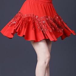 Latin Dance Ballroom Dance Skirts Tassel Pure Color Splicing Women's Performance Training High Polyester Lightinthebox