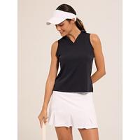 Women's Golf Polo Shirt Black Sleeveless Shirt Ladies Golf Attire Clothes Outfits Wear Apparel - thumbnail