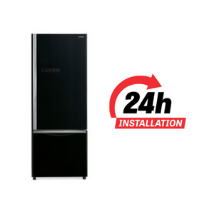 Hitachi 451 Ltrs Bottom Freezer Refrigerator, RB600PUK6GBK, Glass Black