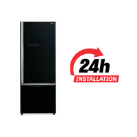 Hitachi 451 Ltrs Bottom Freezer Refrigerator, RB600PUK6GBK, Glass Black