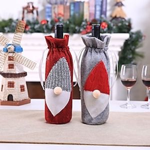 Christmas Wine Bottle Bags Cover, Cute Red Wine Bottle Decorations Bag, Cartoon Christmas Decoration Wine Gift Felt Bag For Hotel Kitchen Table Decoration. Lightinthebox