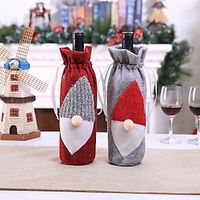 Christmas Wine Bottle Bags Cover, Cute Red Wine Bottle Decorations Bag, Cartoon Christmas Decoration Wine Gift Felt Bag For Hotel Kitchen Table Decoration. Lightinthebox - thumbnail