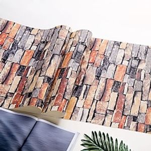 Retro 3D brick wallpaper stone pattern clothing store hotel PVC waterproof brick pattern wallpaper Lightinthebox