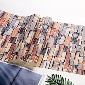 Retro 3D brick wallpaper stone pattern clothing store hotel PVC waterproof brick pattern wallpaper Lightinthebox