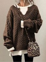 Solid Color Vintage Knitted Sweater