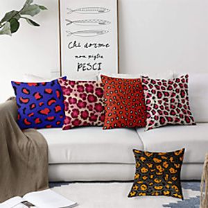 Animal Print Leopard Cow Double Side Cushion Cover 5PC Soft Decorative Square Throw Pillow Cover Cushion Case Pillowcase for Bedroom Livingroom Superior Quality Machine Washable Indoor Cushion for Sofa Couch Bed Chair miniinthebox