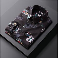 Men's Shirt Graphic Print Long Sleeve Casual Tops Chinese Style Casual White Black Lightinthebox - thumbnail