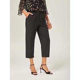 Slim Fit Black Wool Ankle Cigarette Pants