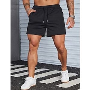 Men's Sweat Shorts Running Shorts Elastic Waist Plain Comfort Breathable Outdoor Daily Going out Fashion Casual Black White Lightinthebox