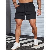 Men's Sweat Shorts Running Shorts Elastic Waist Plain Comfort Breathable Outdoor Daily Going out Fashion Casual Black White Lightinthebox - thumbnail