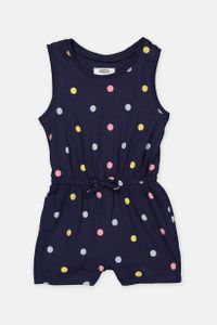 Toddler Girls Polka Dot Romper  Navy