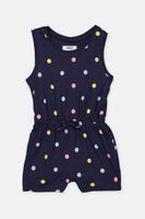 Toddler Girls Polka Dot Romper  Navy - thumbnail