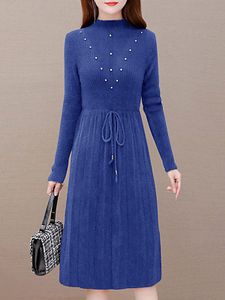Knit Long Sleeve Waist Dress