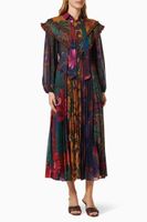 Mixed Prints Pleated Maxi Dress - thumbnail