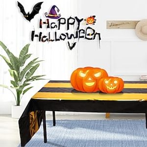 Waterproof Halloween Table Cloth PET Tablecloth Stripe Pattern Halloween Party Decoration 100270cm for Rectangle Table  Picnic Party Outdoor  Dining Room Decor 1 Piece Lightinthebox