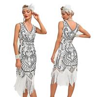 Retro Vintage Roaring 20s 1920s Flapper Dress Cocktail Dress The Great Gatsby Flapper Girl Women's Sequins Tassel Fringe Carnival Wedding Party / Evening Wedding Party Dress Lightinthebox