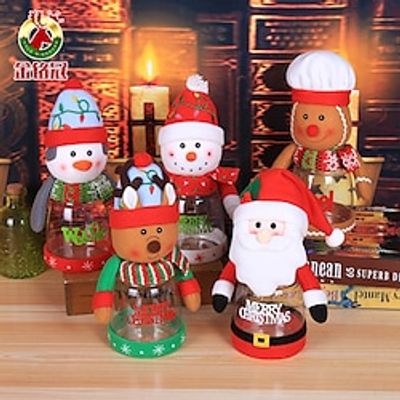Christmas Candy Jar Plastic Clear Gift Box Elderly Snowman Elk Christmas Supplies Decorated Small Gifts For Children. Lightinthebox