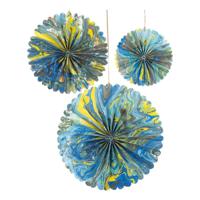 Talking Tables Marble Paper Fan Decorations 15/20/30 cm (Pack of 3)