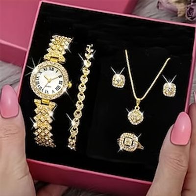 Quartz Watch for Women Rhinestone Watch Jewelry Set 6pcsset Fancy Women Watches Jewelry Sophisticated And Stylish Women Watch Lightinthebox