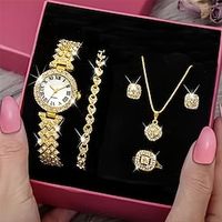 Quartz Watch for Women Rhinestone Watch Jewelry Set 6pcsset Fancy Women Watches Jewelry Sophisticated And Stylish Women Watch Lightinthebox - thumbnail