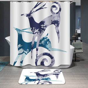 150x180cm Antelope Peacock Waterproof Shower Curtain