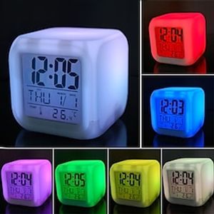 1pc Lovely Colorful change Alarm Clock Cube Alarm Clock Creative Home Alarm Clock Luminous Small Alarm Clock Lightinthebox