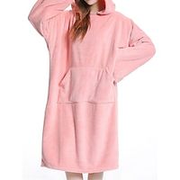 Women's Fleece Pajamas Robe Bathrobe Pure Color Simple Plush Casual Home Daily Bed Coral Fleece Coral Velvet Warm Hoodie Long Sleeve Pocket Hoodie Fall Winter White Yellow Lightinthebox - thumbnail