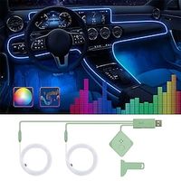 Interior Car LED Strip Lights RGB Multicolor 2 in 1 Ambient Lighting Kits with 236 inches Fiber Optic 16 Million Colors Car Neon Lights Sync to Music DC12V Lightinthebox - thumbnail
