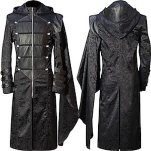 Plague Doctor Plus Size Retro Vintage Punk  Gothic Medieval 18th Century Coat Masquerade Men's Jacquard Costume Vintage Cosplay Party Long Sleeve Coat Masquerade miniinthebox