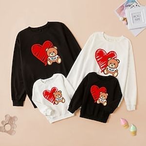 Family Look Sweatshirt Heart Bear Letter Daily Print Multicolor Long Sleeve Daily Matching Outfits miniinthebox