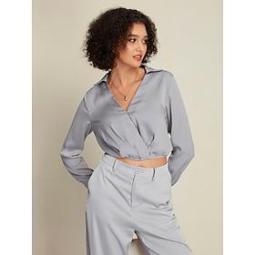 Satin Turndown Long Sleeve Shirt