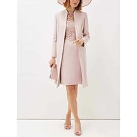 A-Line Mother of the Bride Dress Wedding Guest Elegant Petite Scoop Neck Short  Mini Stretch Fabric Long Sleeve with Lace Ruching Solid Color 2023 Lightinthebox - thumbnail