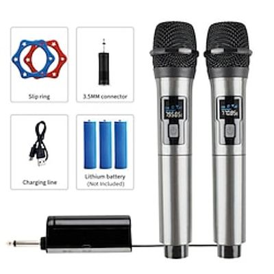 Wireless Microphone 2 Channels UHF Fixed Frequency Handheld Mic Micphone For Party Karaoke Professional Church Show Meeting Lightinthebox Wireless Microphone 2 Channels UHF Fixed Frequency Handheld Mic Micphone For Party Karaoke Professional Church Show Meeting Lightinthebox