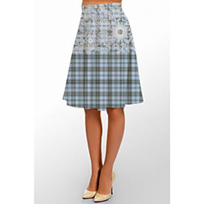 Women's Party Evening Festival Elegant Vintage Capris Skirts Plaid Checkered Floral / Botanical Ruffle Print Blue Blushing Pink Khaki miniinthebox