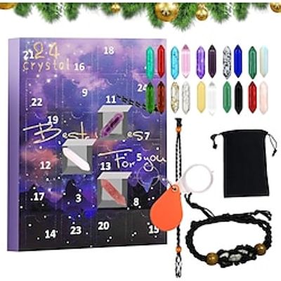 Stone Gift Box Advent Calendar, Gemstone 24 Days Countdown Calendar, Christmas Advent Calendar Polished Collection Toys For Geology Enthusiasts And Crystal Gem Collectors Lightinthebox