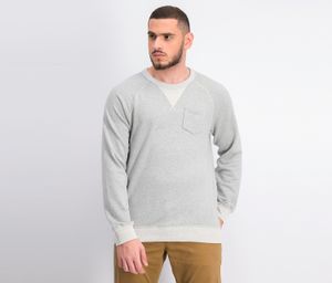 Mens Contrast Banded Pullover Sweater  Light Grey