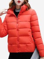 Solid Color Stand Collar Women Down Coats