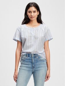 Roll Sleeve Button Front Top