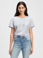 Roll Sleeve Button Front Top - thumbnail