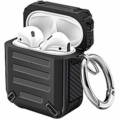 Airpod Case TPU Protective Case Sword Armor Series Case with Carabiner Shockproof Dustproof Airpod Case Cover for Apple Airpods 2 Wireless Charging case (Black) Lightinthebox