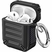 Airpod Case TPU Protective Case Sword Armor Series Case with Carabiner Shockproof Dustproof Airpod Case Cover for Apple Airpods 2 Wireless Charging case (Black) Lightinthebox - thumbnail