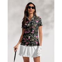 Women's Golf Polo Shirt Black Short Sleeve Top Ladies Golf Attire Clothes Outfits Wear Apparel Lightinthebox