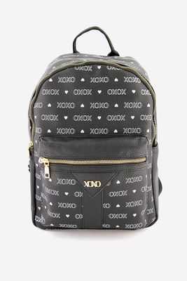 Womens Printed Backpack 35 H x 25 L x 13 W cm  Black