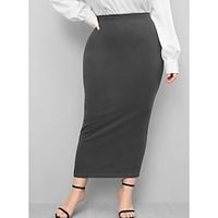 Women's Plus Size Skirt Classic Solid Color Classic Style Valentine's Day Going out Weekend Natural Maxi Spring Summer Dark Gray L XL XXL 3XL 4XL Lightinthebox - thumbnail