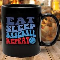 Eat Sleep Baseball Repeat - Personalized Coffee Mug Custom Name Baseball Fan Gift Cup Travel Mug Gift For Baseball Lovers 11oz Ceramic Cup Ideas for Sports Enthusiasts Lightinthebox