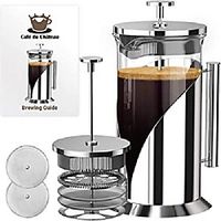 café du chateau french press coffee maker (34 oz) - stainless steel coffee press with 4 level filters - heat-resistant carafe Lightinthebox - thumbnail
