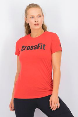 Womens Cross Fit Print Speedwick T-Shirt Red Womens Cross Fit Print Speedwick T-Shirt Red