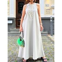 Women's Long Dress Maxi Dress Casual Dress White Dress Summer Dress Plain Basic Casual Daily Holiday Going out Loose Sleeveless Crew Neck Dress Loose Fit White Summer Spring S M L XL XXL Lightinthebox - thumbnail