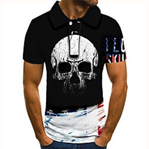 Men's Golf Shirt Tennis Shirt 3D Print Graphic Prints Skull Button-Down Short Sleeve Street Tops Casual Fashion Cool Black / Sports miniinthebox